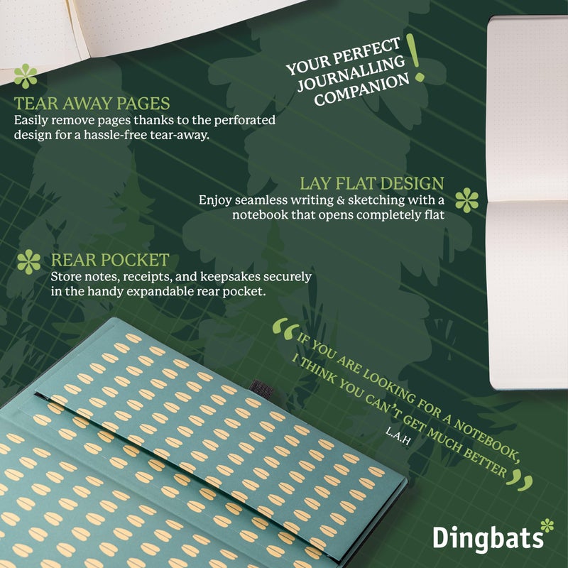 Dingbats* Notebooks Dingbats* - Wildlife Dotted Extra Large A4 Notebook - PU Leather Hardcover Journal for Work, Writing - Pocket, Elastic Closure, Pen Holder, Bookmark - Image 5